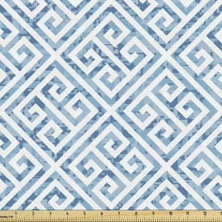 Aqua Greek Key Upholstery Fabric for Furniture Grey Stain