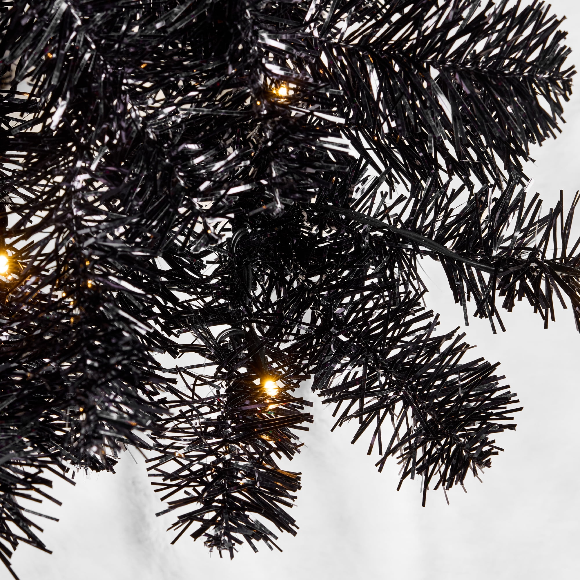 Best Choice Products 4ft Prelit Colored Christmas Tree, Artificial Tree Holiday Decor w/ Warm White LED Lights - Black Tinsel