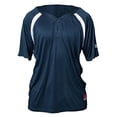 thumbnail image 1 of Louisville Slugger Men's 2-Button Henley Short Sleeve Game Jersey, Navy/White, Small, 1 of 1