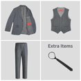 thumbnail image 3 of Traje Marvelous World para niños, gris, ajustado, 3 piezas, talla 7, 3 of 8