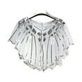 thumbnail image 4 of Shawl with Loop, Duoif Women Cape Crochet Lace All Mesh Summer Beaded Sequin Flapper Dress Shawl for Knitted Shawl Wraps for Women Silver, 4 of 4