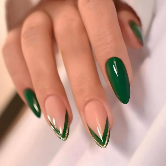 White French Tip Press on Nails Star Fake Nails with 3D Gold Design Nude Glue on Nails Glossy Artificial Acrylic Full Cover Rhinestone Stick on Nails Short Almond False Nails for Women Manicure mh10