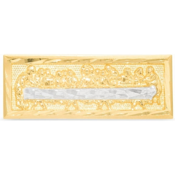 Floreo 10k Yellow Gold 9.1mm Last Supper Rectangle Two-Tone Ring, Size 4