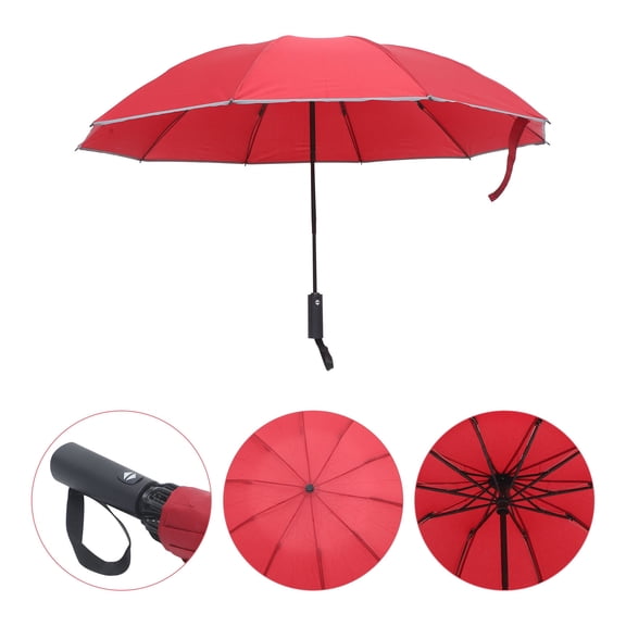 PAMINGONO Compact Red Rainproof Umbrella for Outdoor Use with Reflect Light Feature