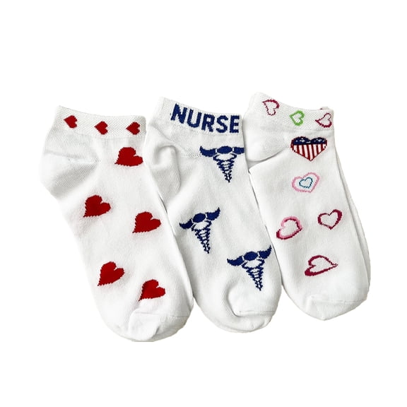 EMI Nurse Socks 3-Pack – Fun & Comfortable Fashion Socks for Nurses and Medical Professionals - One Size Fits Most # ESX-NHH