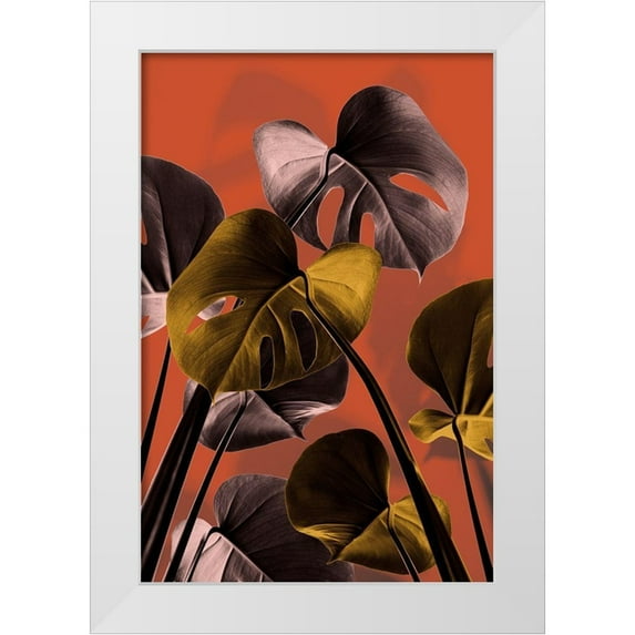 Artographie Studio 17x24 White Modern Wood Framed Museum Art Print Titled - Monstera Orange 01