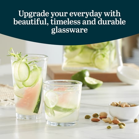 Libbey Preston Tumbler and Rocks Glass Cups Set, All Purpose Everyday Drinking Glasses Set of 16, Glassware Drinking Glasses for Birthdays, Dinners (missing 1)