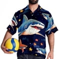 thumbnail image 4 of Starry Shark Men's Short Sleeve Printed Poplin Beach Shirts with Spread Collar - Casual Button Down Summer Tops for Unisex, 4 of 6