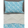 thumbnail image 3 of Tropical Comforter & Sham Bedding Set, Cool Exotic Summer Pattern with Palm Trees and Wavy Bubbly Squares, 3 pcs Duvet Set Microfiber Filling Quilt, 5 Sizes, Deep Sky Blue and White, by Ambesonne, 3 of 4