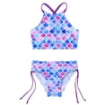 thumbnail image 5 of MSemis Little Big Girls Zonal Printed Halter Crop Top with Bottoms Swimsuit, 5 of 6