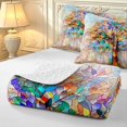 thumbnail image 4 of Homewish Watercolor Nature Tree Twin Quilt Set,Colorful Glass Twin Coverlet Set,Yellow Blue,Colorful Stars Reversible,2-Piece, 4 of 7