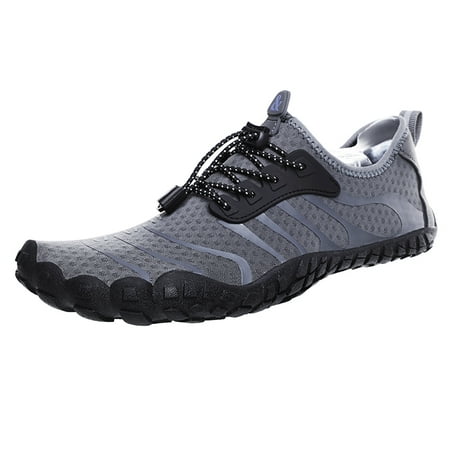 

ONTNO Men s and Women s Water Shoes Couple Quick Dry Beach Hiking Mountaineering Before Lace-Up Low-Help Rubber Casual Surf Grip Ground Lacquer Face Netting Gray