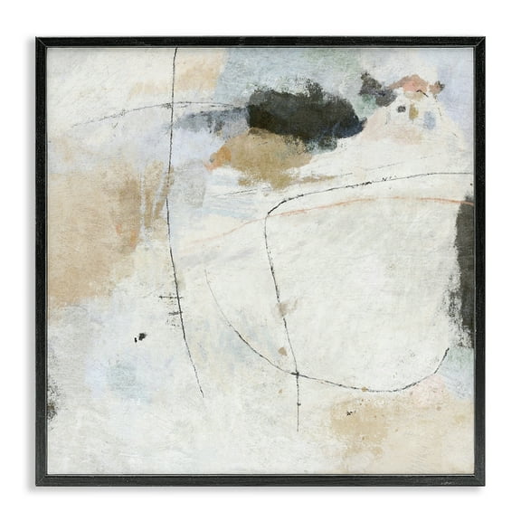 Stupell Industries Neutral Abstract Pattern Abstract Painting Black Framed Art Print Wall Art, 12 x 12