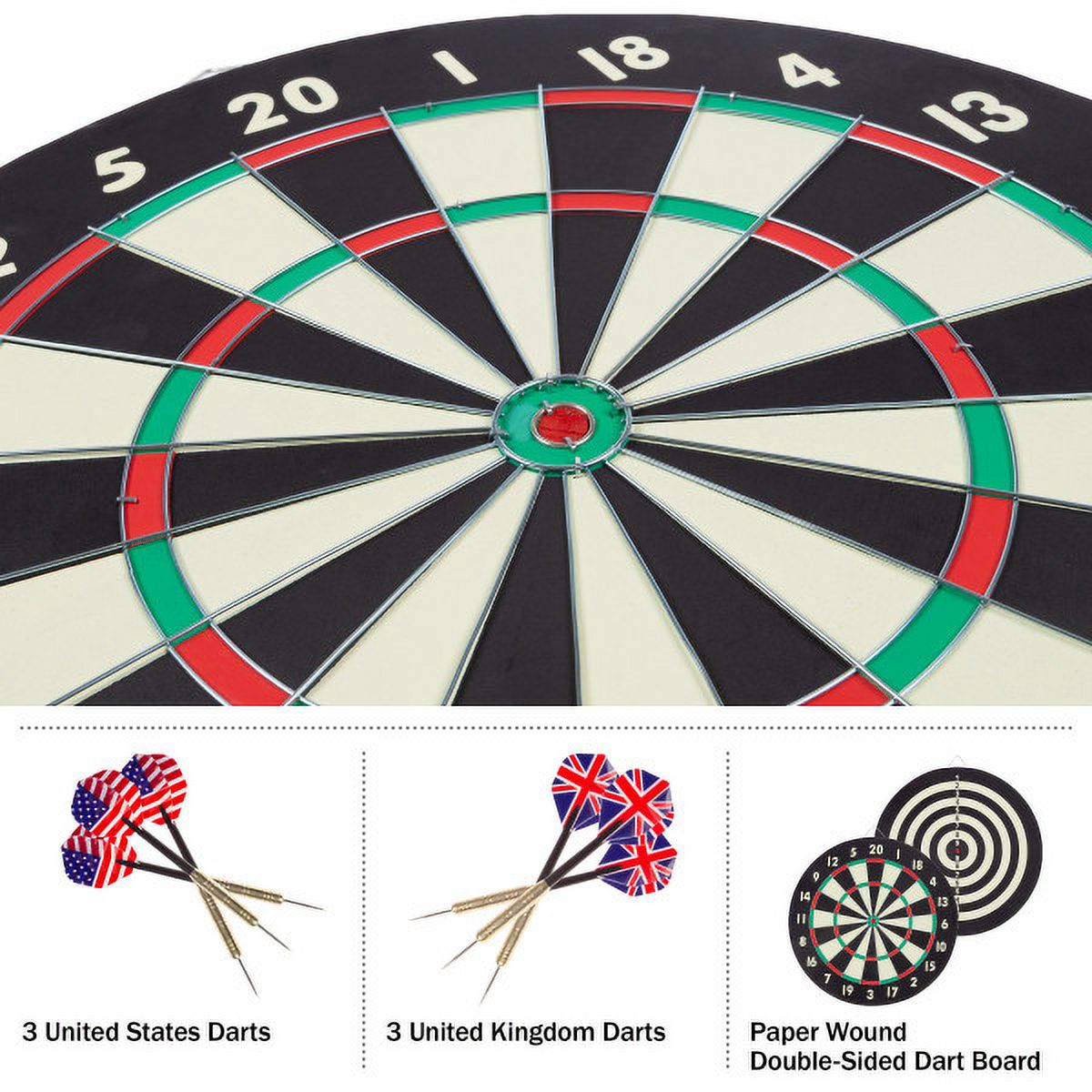 Trademark Games Paper Wound Dart Board with Six 17g Brass Tipped Darts