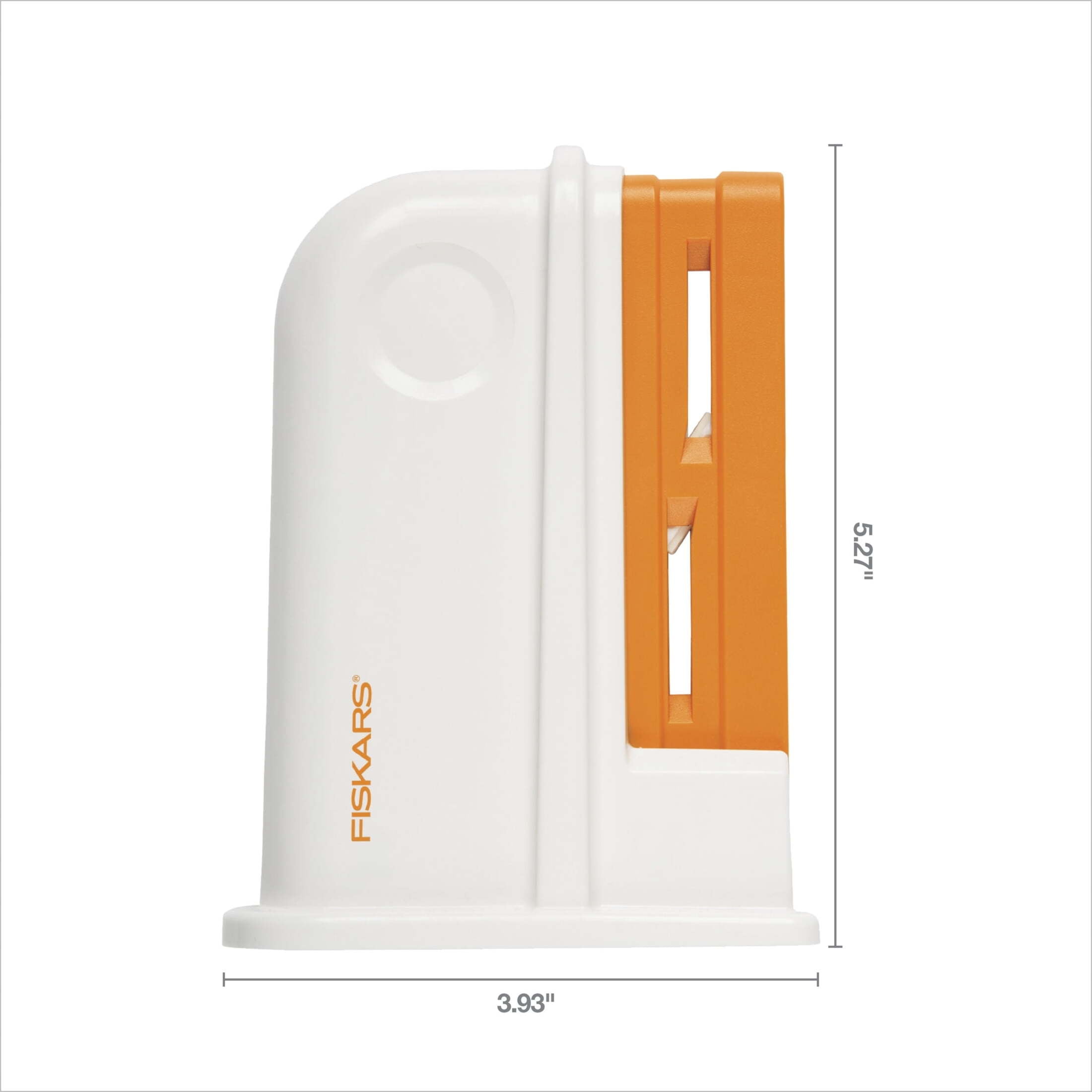 Fiskars Universal Scissors Sharpener, Ceramic Sharpening Heads, Automatic Adjustment, White