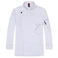 thumbnail image 1 of Chef uniforme de poliéster de manga larga de manga larga delantal de la cocina con bolsillos delanteros Catering Cómodas bandas de sudor para la barra de café White XXL Monstrate LF000326-10, 1 of 7