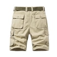 thumbnail image 3 of IWRICH Men's Lightweight Camo Patchwork Shorts Casual Cargo Short Pants Outdoor Twill Pants with Zipper Pockets Khaki 31, 3 of 9