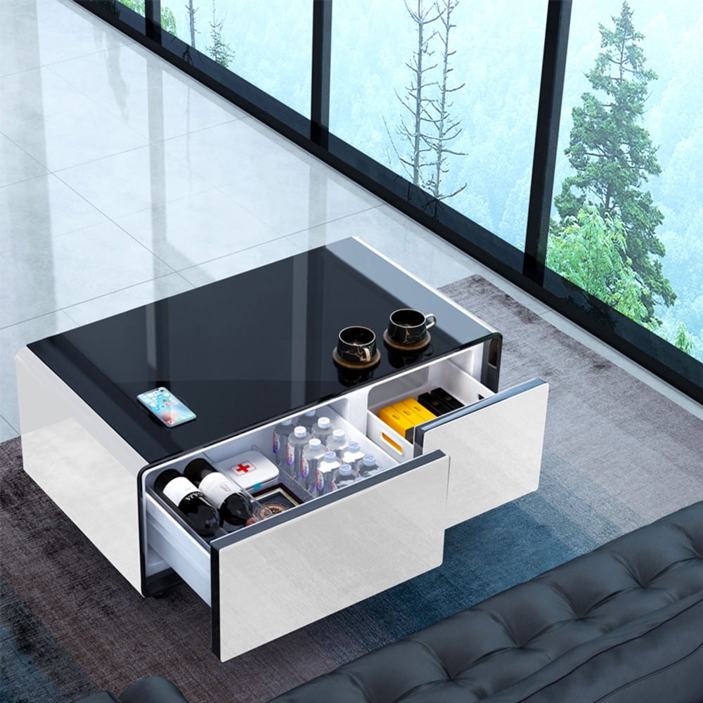 Holaki Smart Mini Coffee Table with Built in Fridge, Outlet