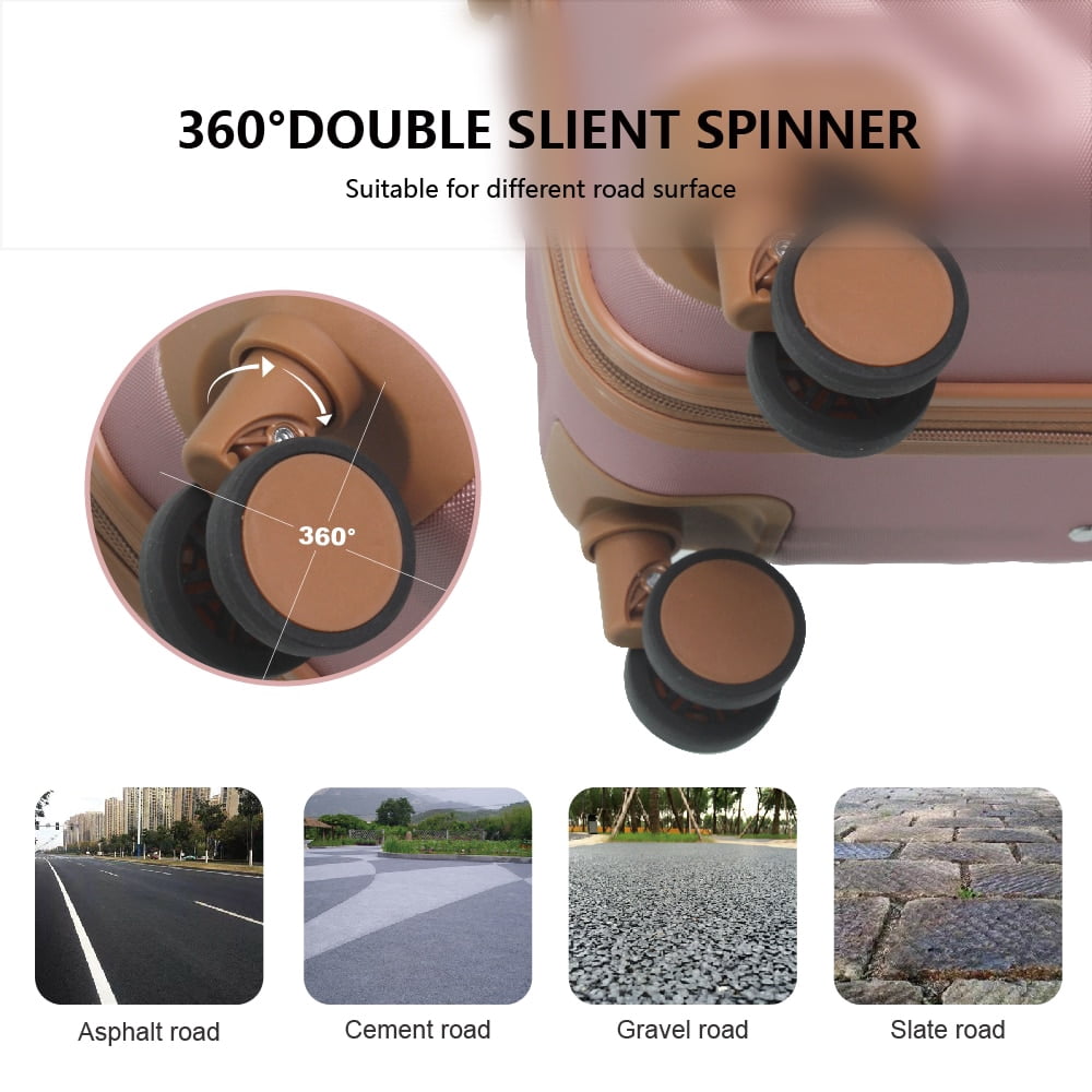 MAYEERTY 3-Piece ABS Luggage Set – Spinner Wheels, TSA Lock, Durable Suitcases, Rose Gold