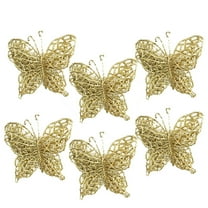 6 Christmas Butterfly Ornaments 7x7cm Quality for Christmas Tree