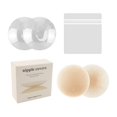 thumbnail image 1 of Cubrepezones invisible para mujer, sin costuras, adhesivo, de silicona. Beige Claro 8cm, 1 of 6
