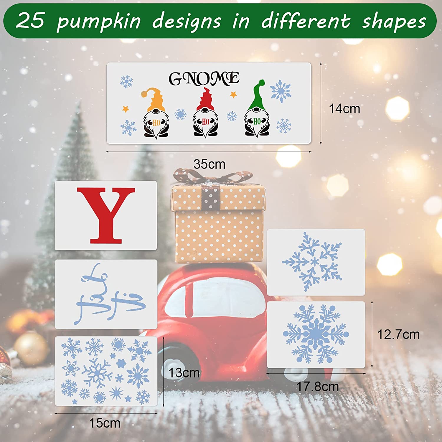 13 Pochoirs De Noël Réutilisables - Grands Modèles (gnomes, Flocons...) Pour Décorations DIY