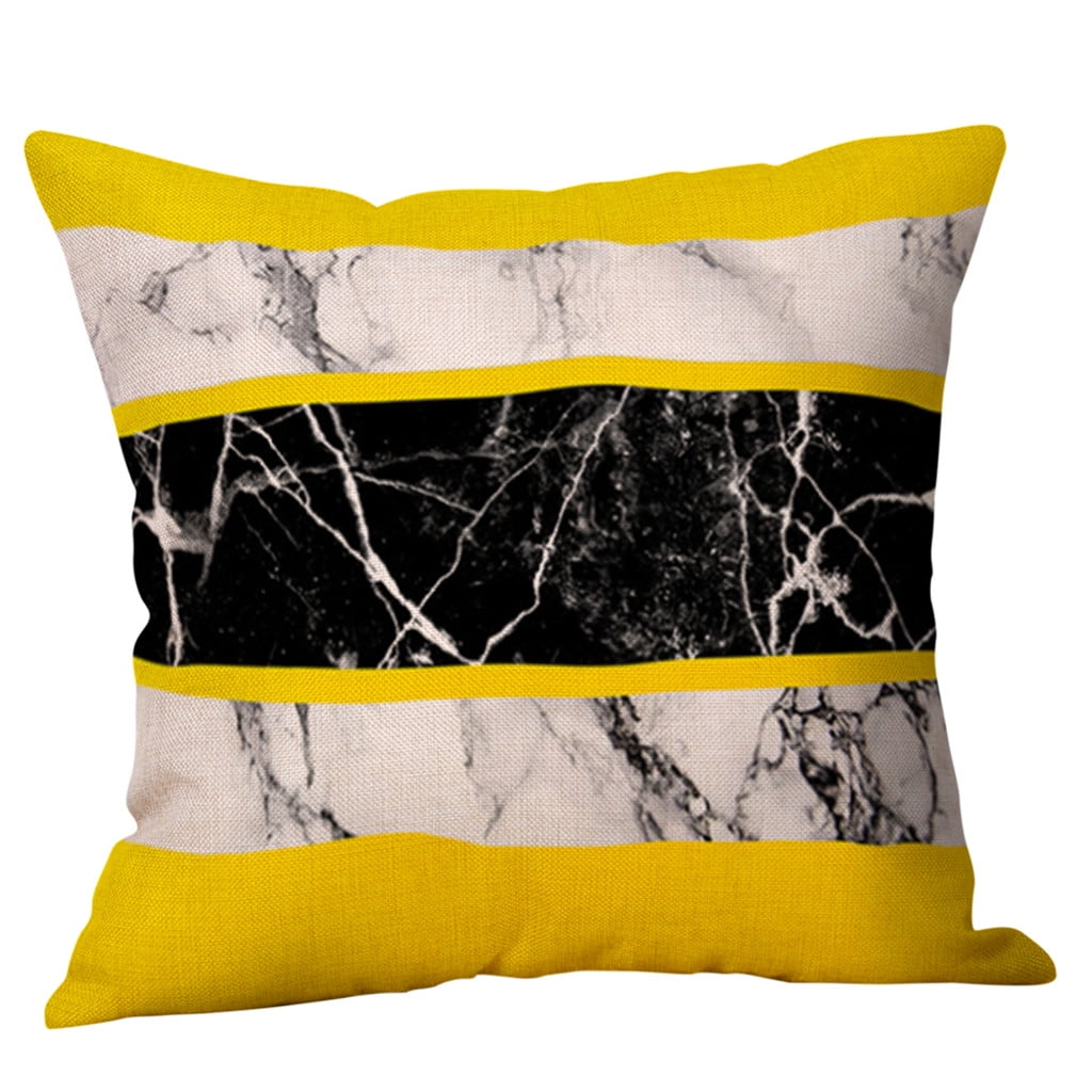 Mustard Pillow Case Yellow Geometric M arble texture Cushion Cover