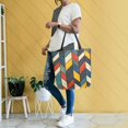 thumbnail image 4 of FORMRS Womens Canvas Tote Bag with Zipper Inner Pocket Shoulder Handbag, Red Geometric, 4 of 7