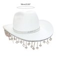 thumbnail image 3 of Cowgirl Hat with Shimmering Tassel for Bachelorette Party Ultra-flashing Rhinestones Western Cowgirl Hat for Bride White, 3 of 4