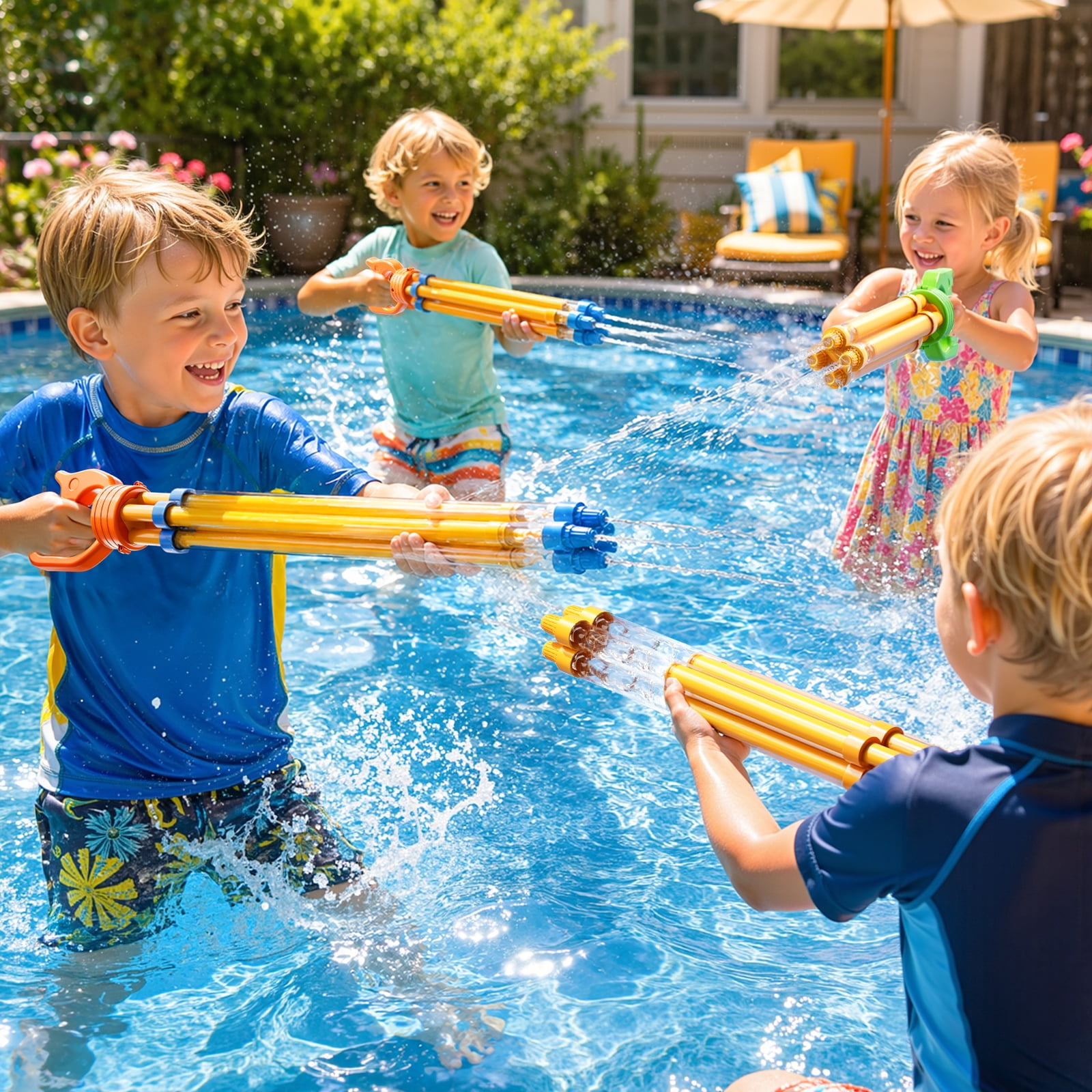 Lucky Doug 4 PCS Water Blaster Set – Summer Pool, Beach & Backyard Water Toys , Outdoor Game for All Ages