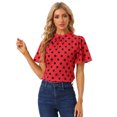 thumbnail image 1 of Blusa Corta Manga Acampanada Allegra K Rojo Plisado Cuello Alto XL, 1 of 6