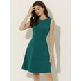 thumbnail image 2 of Vestido de trabajo para mujer Allegra K Color sólido Sin mangas A-line Flare Verde M, 2 of 6