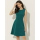 thumbnail image 2 of Vestido de trabajo para mujer Color sólido Sin mangas A-line Flare Vestidos Verde L, 2 of 6