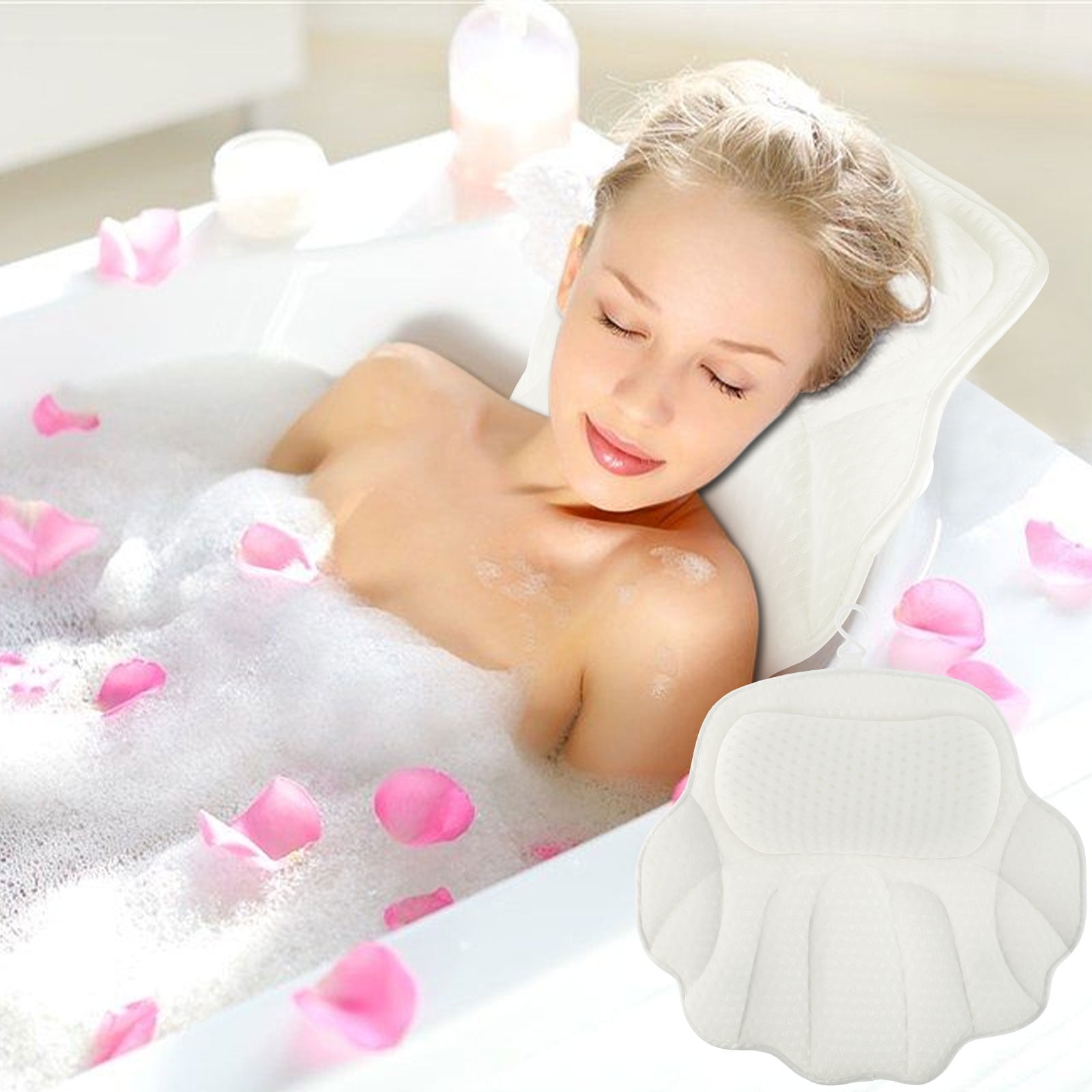 AmazeFan Luxury Bath Pillow, Ergonomic Bathtub Spa Pillow with 4D Air Mesh  Technology and 6 Suction Cups, Helps Support Head, Back, Shoulder and Neck,  Fits All Bathtub, Hot Tub and Home Spa(US