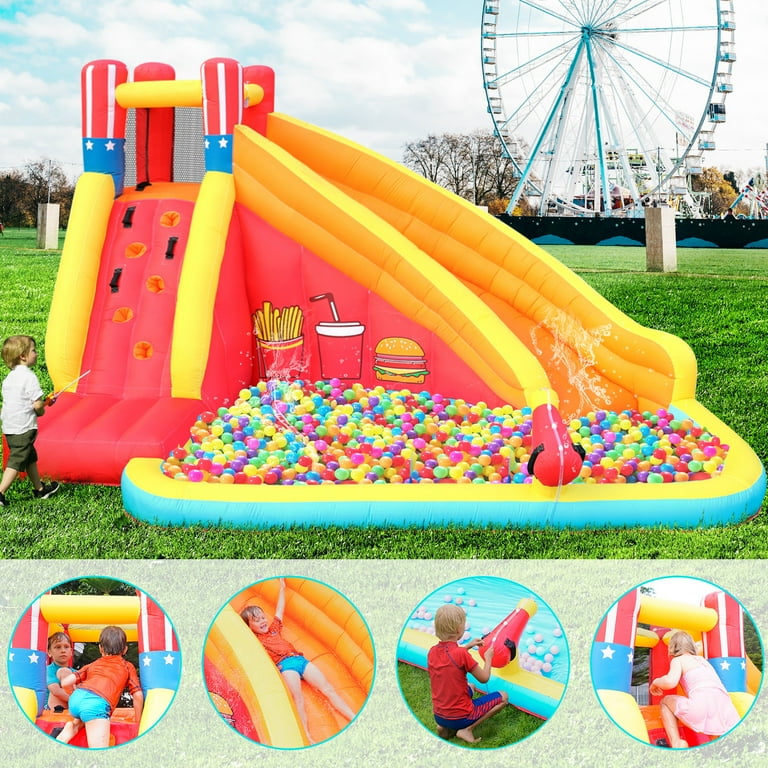 Inflatable Water Slide Backyard Water Park with Climbing Wall 