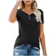 thumbnail image 1 of Fiudx Ofertas Flash Artículos En Oferta Camiseta de Manga Corta con Botones de Color Sólido con Cuello En V a La Moda de Verano para Mujer, 1 of 6