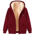 thumbnail image 5 of AINIYS Hoodies Sweatshirt for Women Full Zip up Fleeve Lined Xmas Jacket Solid Christmas Printed Casual Warm Hoodies Coats Wine Pullover for Women _b L, 5 of 8