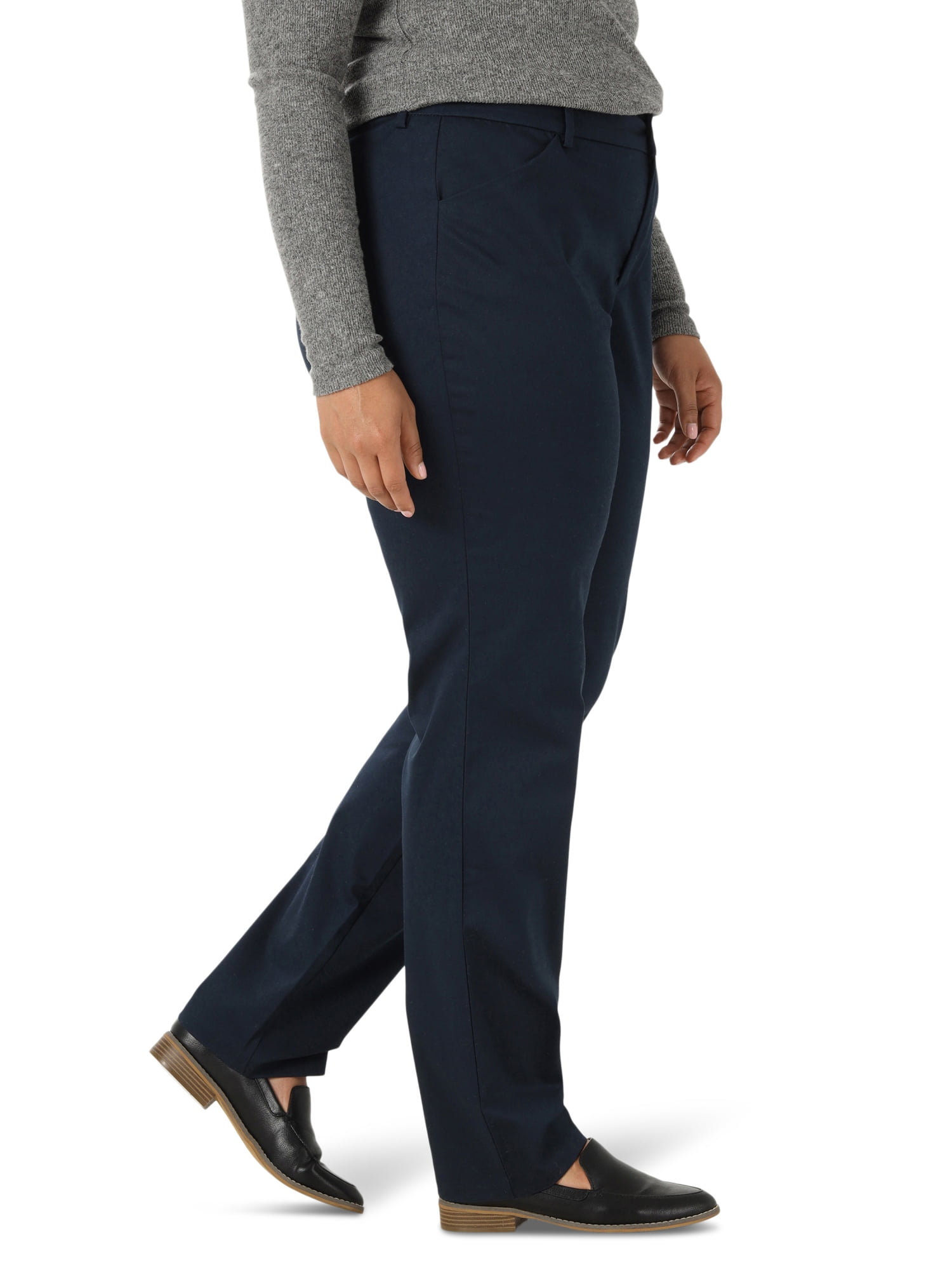 Lee Women's Plus Wrinkle Free Relaxed Fit Straight Leg Pant, Sizes 14-30