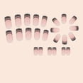 thumbnail image 3 of French Tip Press on Nails Medium Square Fake Nails with Design Black Line False Nail Glitter Glue on Nails Glossy Full Cover Artificial Acrylic Nail Bling Nude Stick on Nail for Women Manicure 24pcs, 3 of 8
