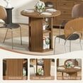 thumbnail image 4 of Fsbecl Modern Farmhouse Round Dining Table, Small Kitchen Table for 2, Walnut, 4 of 7
