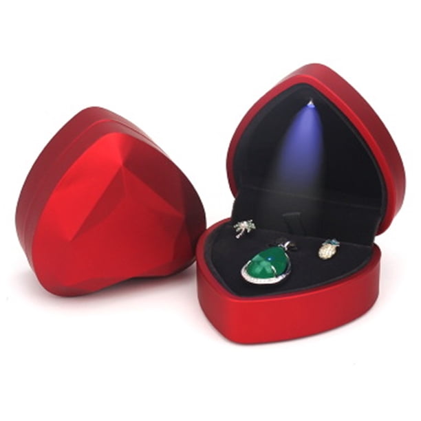 Caja de regalo de joyería LED Caja de pulsera de collar de terciopelo elegante Caja de pulsera con luz LED para exhibición de joyería Compromiso de boda Día de San Valentín Ormromra 2035268-2