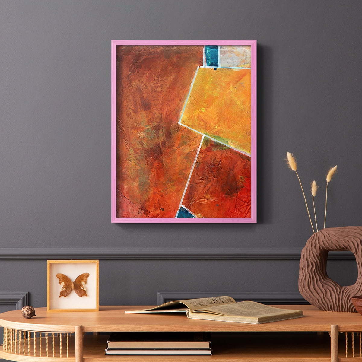 Primary Connection I Framed Print in Pink Solid Wood Framed Print No Nail Hanging