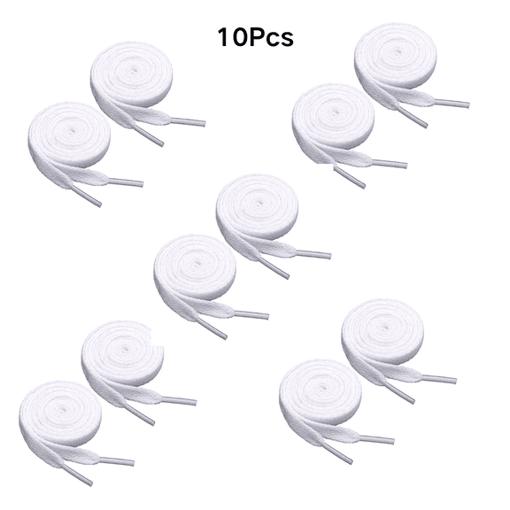 10Pcs Flat White Shoelaces Durable Replacement Shoe Laces for Sneakers, Canvas Shoes & Athletic Trainers