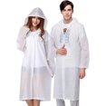 thumbnail image 1 of Poncho de lluvia de 2 piezas, poncho reutilizable de material EVA, poncho de lluvia para mujeres y hombres, perfecto para campamentos, festivales y caminatas, blanco, talla única, 1 of 5