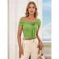 thumbnail image 5 of Dycnvjo Women Short Sleeve 3D Flower Tie Front Top Fruit Green XL, 5 of 8