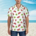 thumbnail image 4 of Balery Watermelon And Kiwi Print Men's Hawaiian Shirts Short Sleeve Beach Shirt Relaxed Fit Vacation Button Down Shirts-Small, 4 of 9