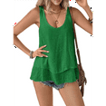 thumbnail image 3 of Women'S Flowy Layered Tank Top Scoop Neck Sleeveless Blouses Shirts Casual Vacation Tops Green XXL, 3 of 7