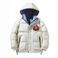 thumbnail image 4 of Odeerbi Teen Boys Girls Hooded Puffer Jacket Halloween Pumpkin Winter Coats Thermal Padded Coat Down Jacket Warm Clothes 5-16 Years Kids Long Sleeve Outerwear Heavy Coat White, 4 of 5