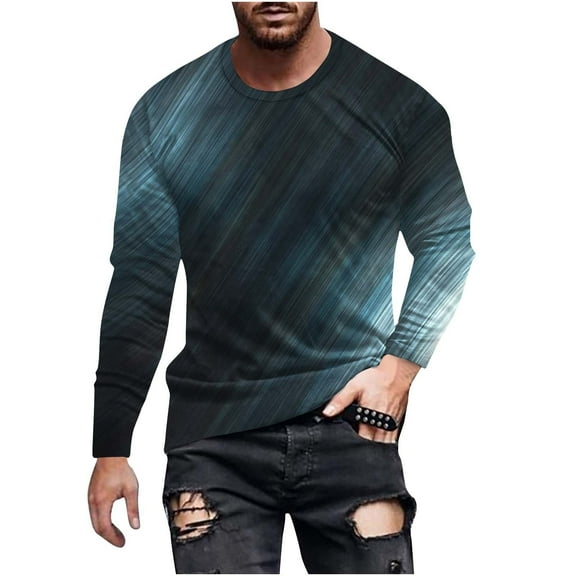 Aofany Plus Size Men Tops Man Long Sleeve Round Neck Printed Fashion T-Shirt Tops