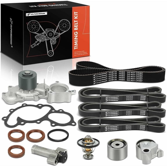 A-Premium Engine Timing Belt Kit with Water Pump Compatible with Toyota 4Runner 99-02 Tacoma 99-04 Tundra 00-04 T100 95-98 - DOHC, V6 3.4L